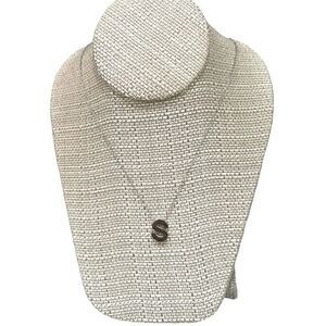 Silver Tone Stainless Steel  initial Pendant necklace Letter S